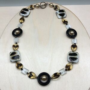 Artisan art glass bead boho statement style necklace.